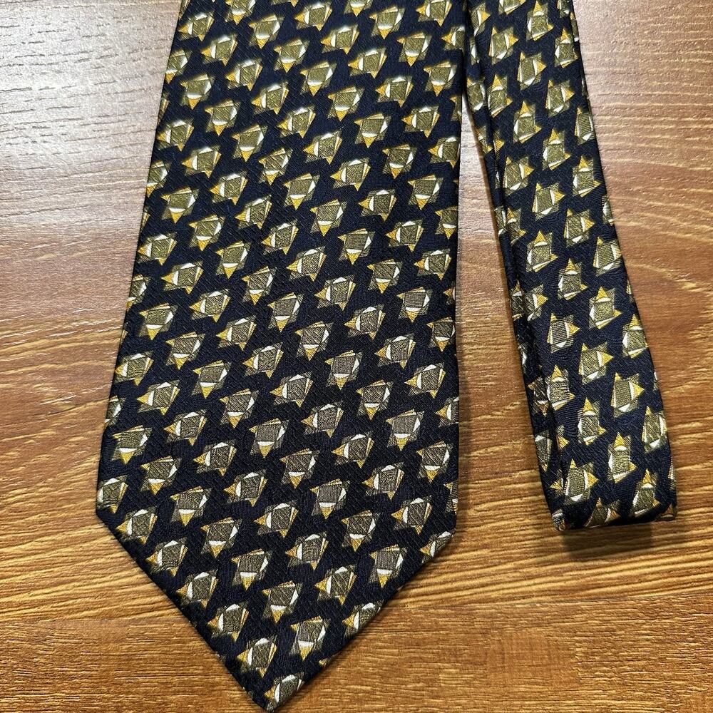 Bijan Neck Tie Mens 56" Black Abstract 100% Silk Made In Italy Designer Rare